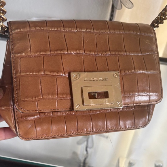 Michael Kors Brown Croc-Embossed Crossbody Bag - Picture 7 of 8